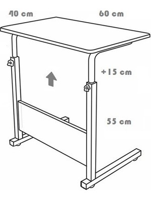 servetavcı Yükseklik Ayarlı Laptop Sehpası - Ceviz (Tekerli) 60 x 40 cm