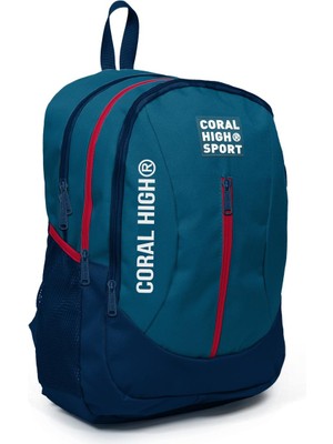 Coral High Sport Nefti Lacivert USB Şarjlı Kulaklık Çıkışlı  Dört Bölmeli Sırt Çantası 23448
