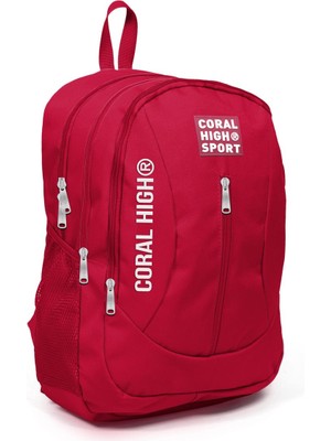 Coral High Sport Kırmızı USB Şarjlı Kulaklık Çıkışlı Dört Bölmeli Sırt Çantası 23451