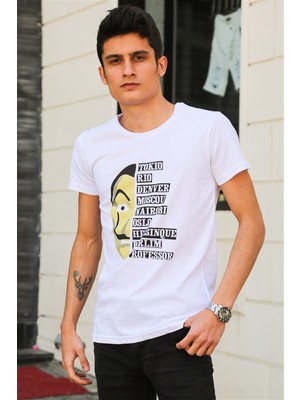 Madmext Baskılı Beyaz T-Shirt 4016