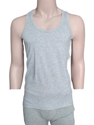 2 Adet Erkek Gri Pamuklu Likralı Spor Atleti (Rambo Atleti)