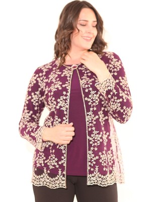 Ladies First Büyük Beden 2671 Patlıcan Ikili Takım