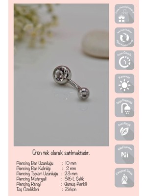 Sacce Scarves&Accessories Top Taşlı Çelik Göbek Piercing Gümüş Renk