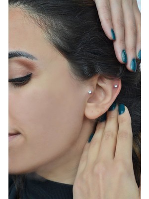 Sacce Scarves&Accessories Tektaş Gümüş Renk Çelik Top Piercing 8 mm