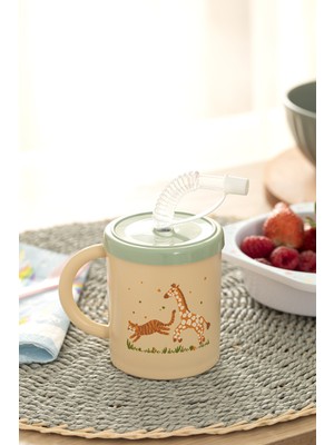 English Home Safari Plastik Pipetli Bardak 210 ml Yeşil