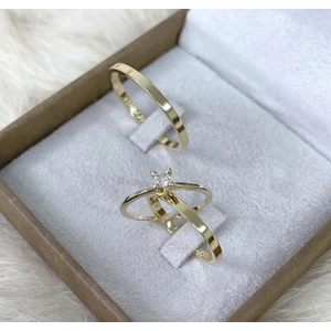 Alyans Star Gold Kaplama Gümüşn Çift Alyans