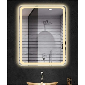 Global Led Mirror 75X105 cm Kumlamalı Dokunmatik Tuşlu Ledli Ayna Duvar Salon Banyo Wc Ofis Yatak Odası Boy Ledli Ayna