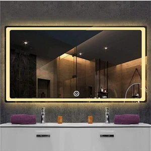 Global Led Mirror 65X90 cm Kumlamalı Dokunmatik Tuşlu Ledli Ayna Duvar Salon Banyo Wc Ofis Yatak Odası Boy Ledli Ayna