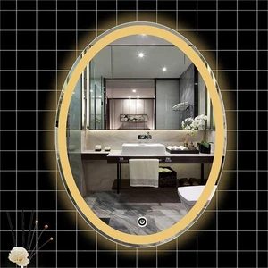 Global Led Mirror 80X100 cm Kumlamalı Dokunmatik Tuşlu Ledli Elips Ayna Duvar Salon Banyo Wc Ofis Yatak Odası Boy Ledli Ayna