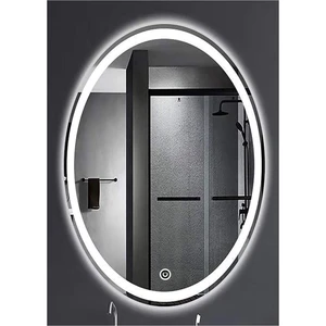 Global Led Mirror 55X75 cm Kumlamalı Dokunmatik Tuşlu Ledli Elips Ayna Duvar Salon Banyo Wc Ofis Yatak Odası Boy Ledli Ayna