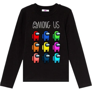 Among Us Uzun Kol Çocuk Tişört Siyah