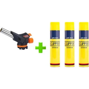 1300 Derece Profesyonel WS-509C Pürmüz Kafa Çakmak 3 Adet Clipper Gaz