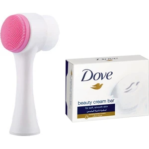 Gold Beauty Çift Taraflı Yüz Temizleme Fırçası Pembe+Dove Güzellik Sabunu 100 Gram