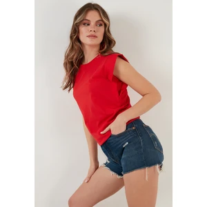 Pamuklu Bisiklet Yaka Kolsuz T Shirt Bayan T Shirt 5864019