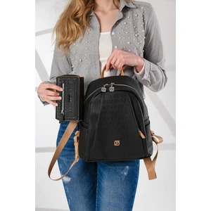 Just Polo Kadın Ayarlanabilir Askılı Çok Bölmeli Sırt Çantası ve Cüzdan Kombini PBU4040-1006