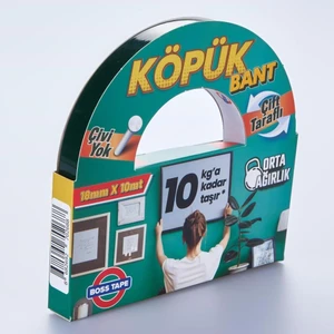 Boss Köpük Bant Montaj Aksesuar Yapıştırma Bandı 18MMX10MT-10KG Taşır