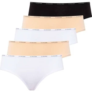 U.S. Polo Assn. 67002 Kadın 5'li Yüksek Bel Slip-Siyah&ten&beyaz&ten&beyaz