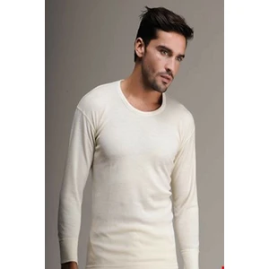 101&102 Erkek Uzun Kollu Termal Yün Içlik Takım-Krem