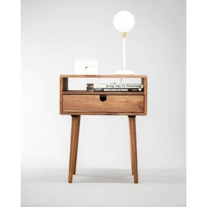 Şafak Mobilya Ahşap Tek Çekmeceli Raflı Modern Komodin