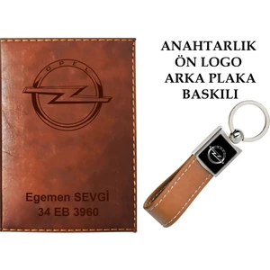 Promosyon Denizi Plakanıza ve Isminize Özel Lazer Baskılı Opel Logolu Taba Ruhsat Kabı ve Anahtarlık