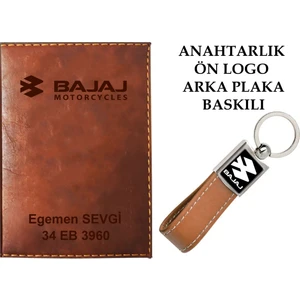 Promosyon Denizi Plakanıza ve Isminize Özel Lazer Baskılı Bajaj  Taba Ruhsat Kabı ve Anahtarlık