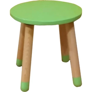 Wood & Joy Doğal Ahşap Renkli Çocuk Tabure (Yeşil)