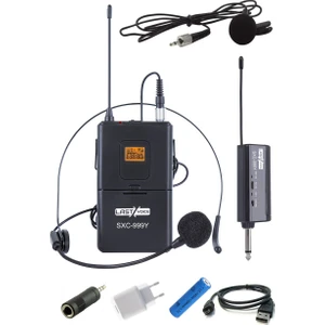SXC-999Y Şarjlı Telsiz Kablosuz Headset Yaka Mikrofonu (UHF Sabit Kanal)