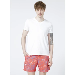 Normal Bel Desenli Nar Çiçeği Erkek Şort Mayo