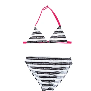 Funky Rocks Yazı Desenli Siyah Beyaz Kız Çocuk Bikini Takım
