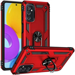 Case 4U Samsung Galaxy M52 Uyumlu Kılıf Çift Katmanlı Yüzüklü Manyetik Vega Kapak Kırmızı
