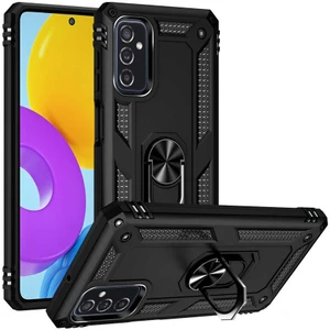Case 4U Samsung Galaxy M52 Uyumlu Kılıf Çift Katmanlı Yüzüklü Manyetik Vega Kapak Siyah