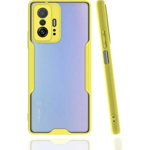 Case 4U Xiaomi Mi 11T 5g Kılıf Kamera Korumalı Ultra Ince Buzlu Mat Renkli Parfe Silikon Kapak Sarı