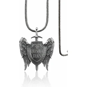 925 Ayar Gümüş  Archangel Micheal Kalkanı Kolye