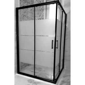Özel Duş Özelduş 100*100 cm Siyah Profil Kare ve Dikdörtgen 5mm Desenlicam