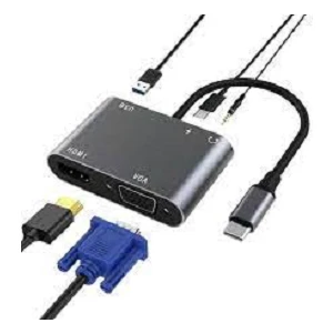 Hc-11 Macbook Uyumlu Type-C To USB 3.0 1080P 4K Hdmı VGA Pd Aux Ses Girişli Çevirici Adaptör
