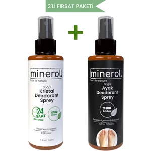 Doğal Kristal Deodorant Sprey 150 ml + Ayak Koku Önleyici Kristal Deodorant Sprey 150ML