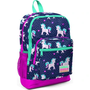 Coral High Kids Lacivert Unicorn Desenli Dört Bölmeli Okul Sırt Çantası 23467