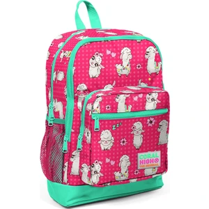 Coral High Kids Neon Mercan Alpaka Desenli Dört Bölmeli Okul Sırt Çantası 23466