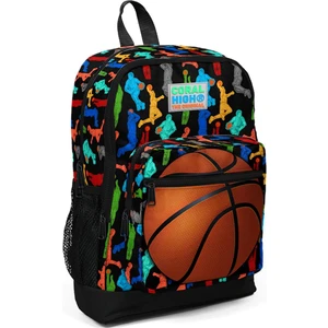 Coral High Kids Siyah Basketbol Toplu Desenli Dört Bölmeli Okul Sırt Çantası 23471