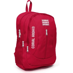 Coral High Sport Kırmızı USB Şarjlı Kulaklık Çıkışlı Dört Bölmeli Sırt Çantası 23451