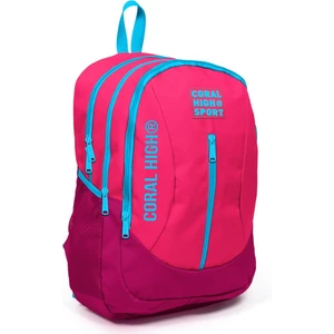 Coral High Sport Neon Mercan Kızıl USB Şarjlı Kulaklık Çıkışlı Dört Bölmeli Sırt Çantası 23450