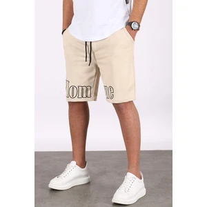 Erkek Baskılı Bej Kapri Şort 5439