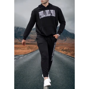 Büyük Beden Kapüşonlu Orıgınals Göğüs Baskılı Çok Kalın Tam Kışlık Dış Mekan Erkek Eşofman Takımı