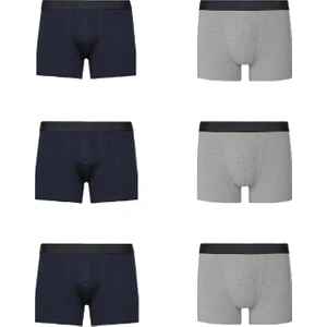John Lion Erkek 6' Lı Premium Gri-Lacivert Likralı Boxer