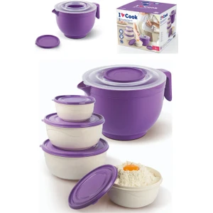 Melkan Home Karıştırma Kabı Set & Mikser Kase + 4'lü Kase Set