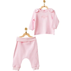 Kız Bebek Pembe Organik 2li Alt Üst Takım Set AC21656RP