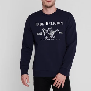 True Religion True Regılıon Lacivert Baskılı Bisiklet Yaka Erkek Sweatshirt