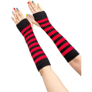 Metal Giyim Kırmızı Siyah Çizgili Kol Çorabı