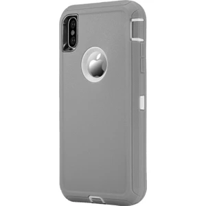 3-Pice Plastik + Tpe Hibrid Darbeye Damla Geçirmez Toz Geçirmez Rugged Kılıf iphone Xs / x 5.8 Inç - Gri + Beyaz  (Yurt Dışından)