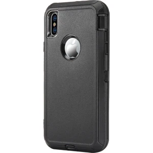 Plastik + Tpe 3 Parçalı Hibrid Darbeye Damla Geçirmez Toz Geçirmez Kılıf iPhone Xs / x 5.8-Inç - Siyah  (Yurt Dışından)